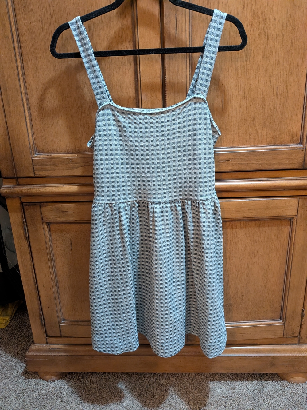 Free people -Beach Textured Light Blue Checkered Sundress